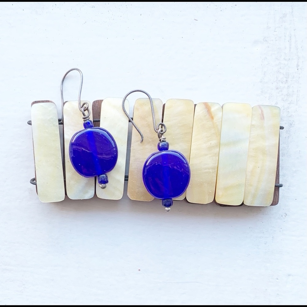 3/$20 Blue Sea Glass Pierced Earrings